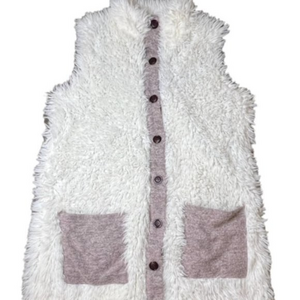 SALE!! 2 for $15‎ Shag Wool Cotton Blend Sleeveless Jacket Button Up Pockets SM